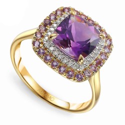 Pierścionek z ametystami i diamentami (R88811 Y AM): 8 - zdjęcie: 2