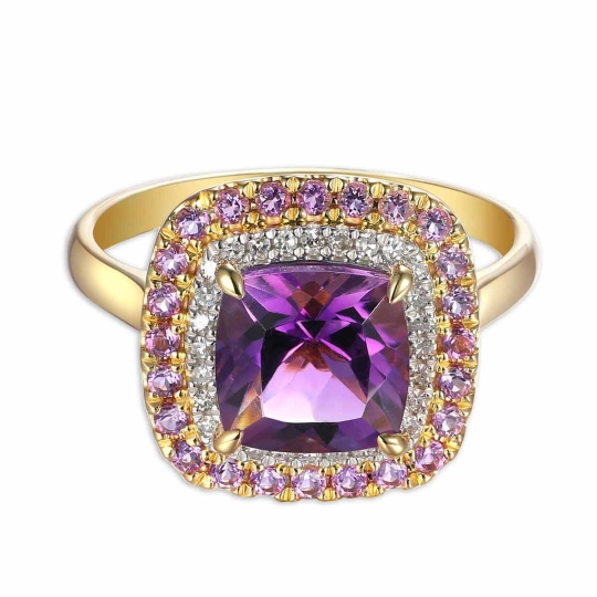 Pierścionek z ametystami i diamentami (R88811 Y AM): 8