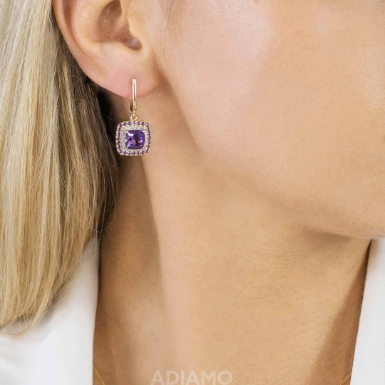 Kolczyki z ametystami i diamentami (E88811 Y A AM)
