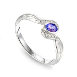 Pierścionek z tanzanitem i diamentami (R58015 W T): 7 - zdjęcie: 2