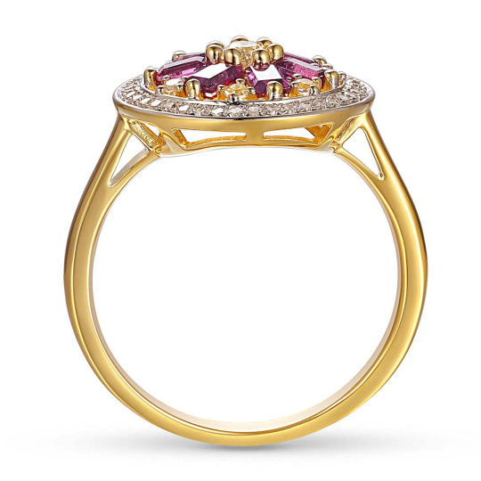 Pierścionek z rodolitami, białymi topazami i diamentami (R90385 Y RH): 10