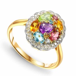 Pierścionek z kolorowymi kamieniami i diamentami (R88482 Y): 7 - zdjęcie: 2