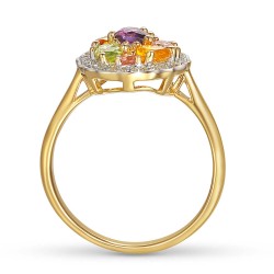 Pierścionek z kolorowymi kamieniami i diamentami (R88482 Y): 7 - zdjęcie: 5