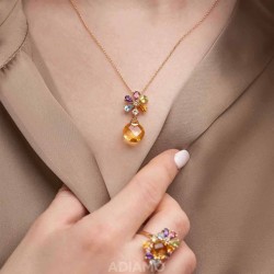 Naszyjnik z kolorowymi kamieniami (N10790 Y) - zdjęcie: 3