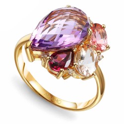 Pierścionek z kolorowymi kamieniami i diamentami (R88898 Y): 7 - zdjęcie: 2