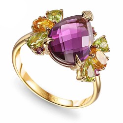 Pierścionek z kolorowymi kamieniami i diamentami (R88901 Y): 7 - zdjęcie: 2