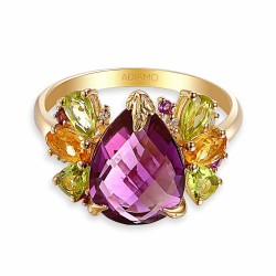 Pierścionek z kolorowymi kamieniami i diamentami (R88901 Y): 7 - zdjęcie: 4