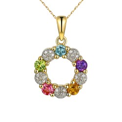 Zawieszka z kolorowymi kamieniami i diamentami (P85272 Y) - zdjęcie: 2