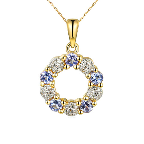 Zawieszka z tanzanitami i diamentami (P85272 Y T)