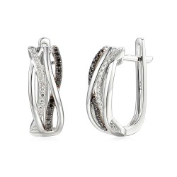 Kolczyki z diamentami i czarnymi diamentami (E56276 W A BD) - zdjęcie: 2