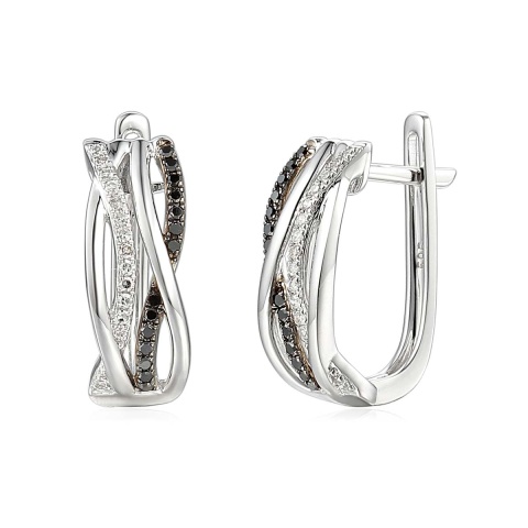 Kolczyki z diamentami i czarnymi diamentami (E56276 W A BD)