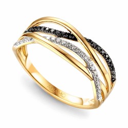 Pierścionek z diamentami i czarnymi diamentami (R56276 Y BD): 13 - zdjęcie: 2