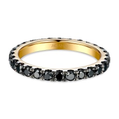 Pierścionek obrączkowy z czarnymi diamentami (R79366 Y BD)