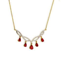 Naszyjnik z rubinami i diamentami (N04052 Y RU) - zdjęcie: 2