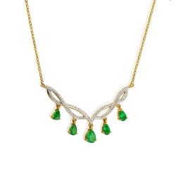 Naszyjnik ze szmaragdami i diamentami (N04052 Y EM) - zdjęcie: 2