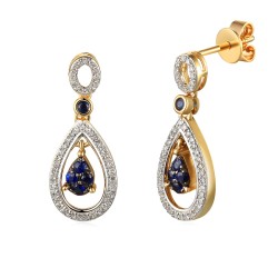 Kolczyki z szafirami i diamentami (E71806 Y S SA) - zdjęcie: 2