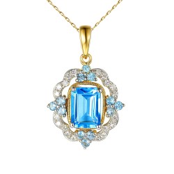 Zawieszka z niebieskimi topazami i diamentami (P71858 Y BT) - zdjęcie: 2