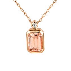 Naszyjnik z morganitem i diamentem (N10778 R MR) - zdjęcie: 2