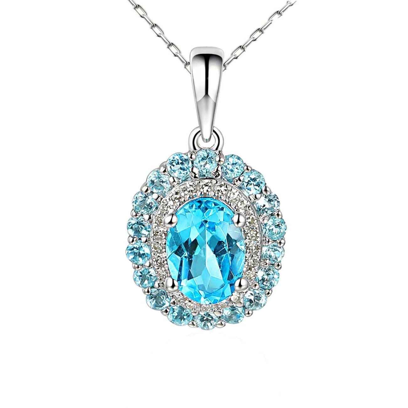 Zawieszka z niebieskimi topazami i diamentami (P71860 W BT)