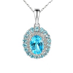 Zawieszka z niebieskimi topazami i diamentami (P71860 W BT) - zdjęcie: 2