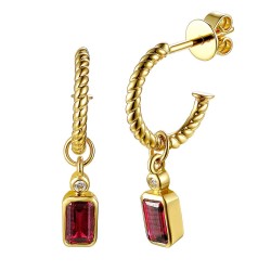 Kolczyki z rodolitami i diamentami (E85575 Y S RH) - zdjęcie: 2