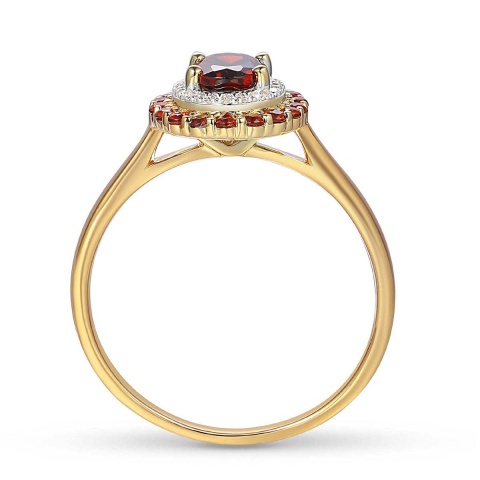 Pierścionek z granatami i diamentami (R71860 Y GT)