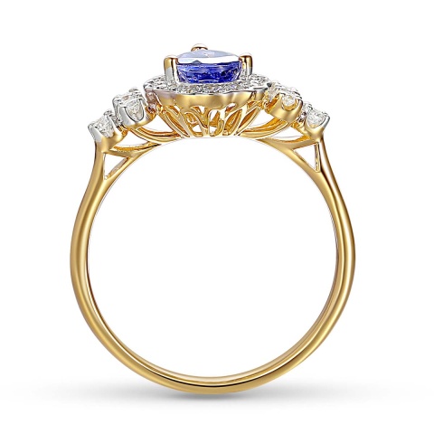 Pierścionek z tanzanitem i diamentami (R89889 Y T)