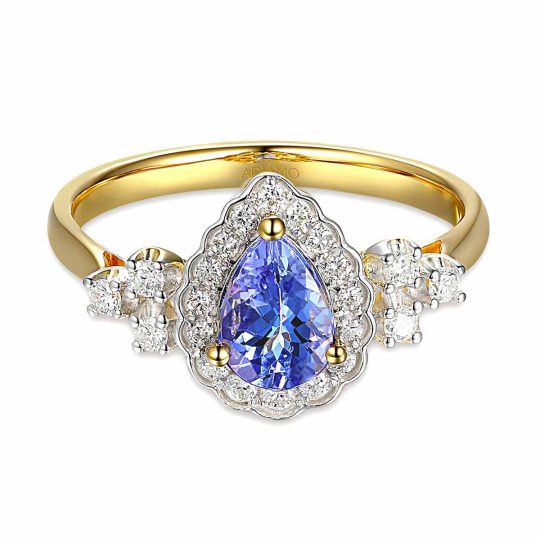 Pierścionek z tanzanitem i diamentami (R89889 Y T): 8