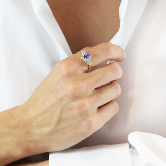 Pierścionek z tanzanitem i diamentami (R89889 Y T): 8