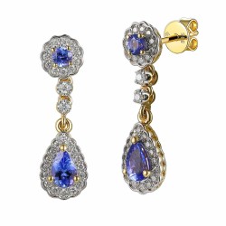 Kolczyki z tanzanitami i diamentami (E89889 Y S T) - zdjęcie: 2