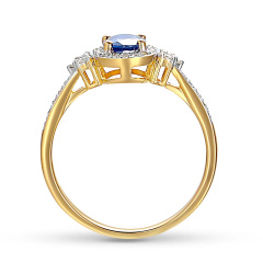 Pierścionek z szafirem i diamentami (R89890 Y SA)