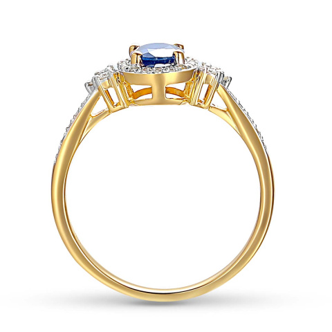 Pierścionek z szafirem i diamentami (R89890 Y SA)