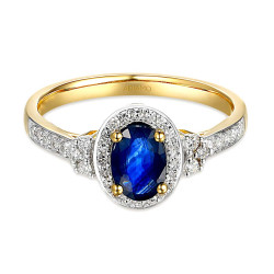 Pierścionek z szafirem i diamentami (R89890 Y SA): 7 - zdjęcie: 4