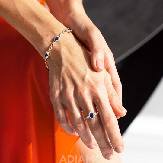 Pierścionek z szafirem i diamentami (R89890 Y SA): 7