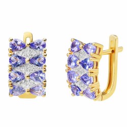 Kolczyki z tanzanitami i diamentami (E84144 Y A T) - zdjęcie: 2