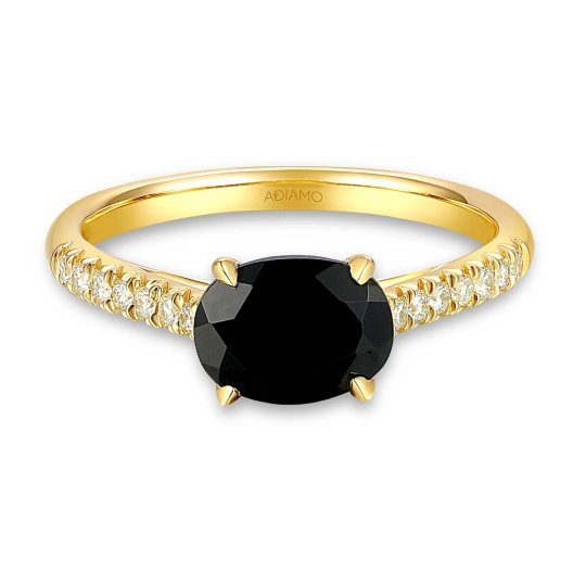 Pierścionek z czarnym agatem i diamentami (R86650 Y BAG): 7