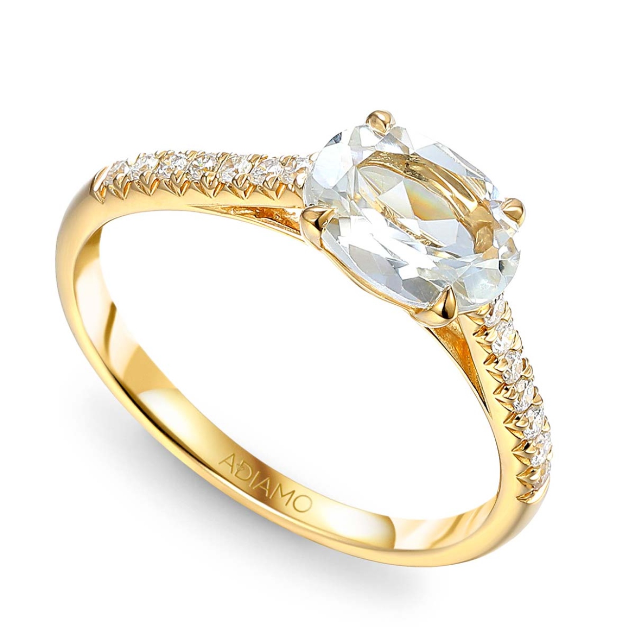 Pierścionek z białym topazem i diamentami (R86650 Y WT): 7