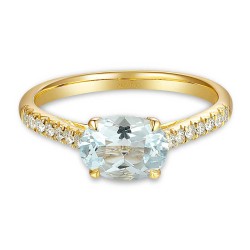 Pierścionek z akwamarynem i diamentami (R86650 Y AQ): 7 - zdjęcie: 5