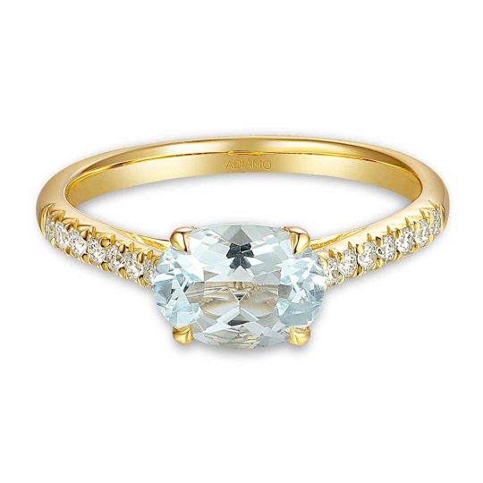 Pierścionek z akwamarynem i diamentami (R86650 Y AQ): 7