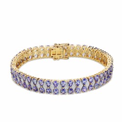 Bransoletka tenisowa z tanzanitami i diamentami (B08948 Y T) - zdjęcie: 2