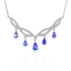 Naszyjnik z tanzanitami i diamentami (N04052 W T) - zdjęcie: 2