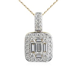 Zawieszka z żółtego złota z diamentami w szlifie bagietowym (P80432 Y) - zdjęcie: 2
