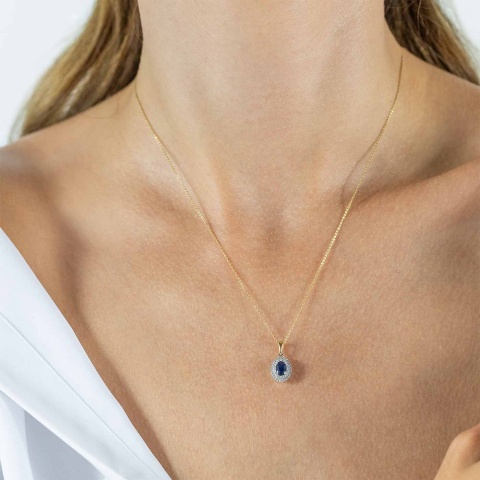 Zawieszka z szafirem i diamentami (P87497 YW SA)