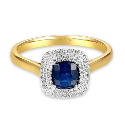 Pierścionek z szafirem i diamentami (R87500 YW SA): 7 - zdjęcie: 4