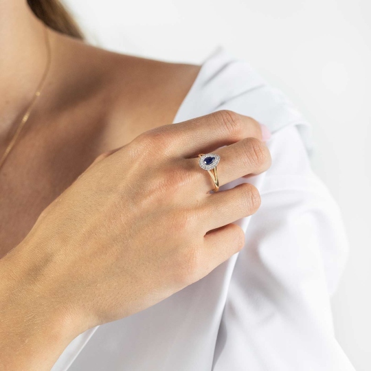 Pierścionek z szafirem i diamentami (R87498 YW SA): 8