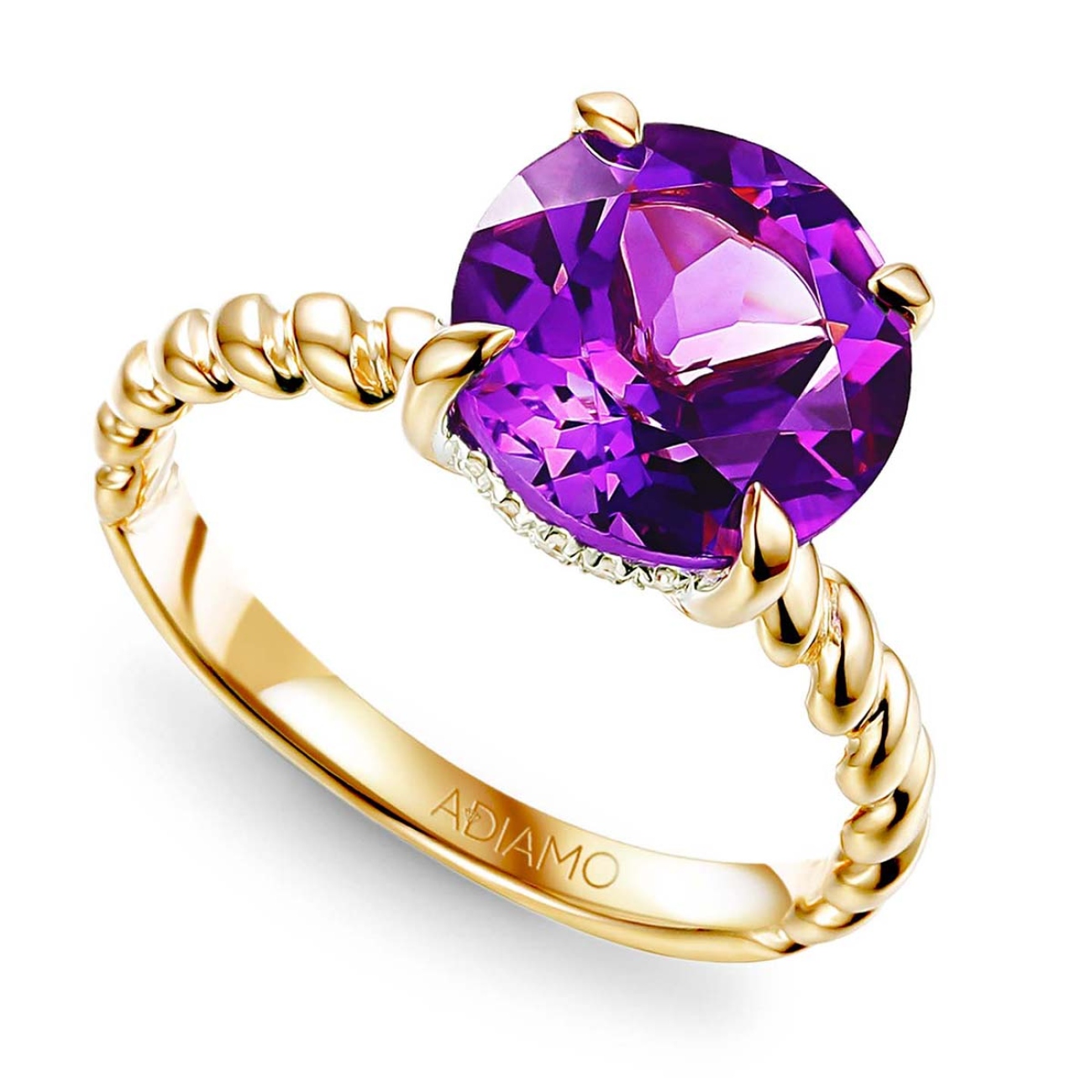 Pierścionek z ametystem i diamentami (R85127 Y AM): 8