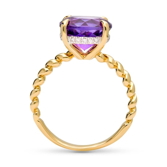 Pierścionek z ametystem i diamentami (R85127 Y AM): 8