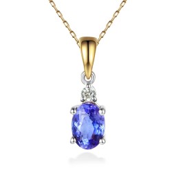 Zawieszka z tanzanitem i diamentami (P37303 YW T) - zdjęcie: 2