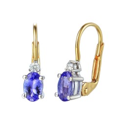 Kolczyki z tanzanitami i diamentami (E37303 YW P T) - zdjęcie: 2