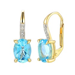 Kolczyki z niebieskimi topazami i diamentami (E86614 Y P BT) - zdjęcie: 2